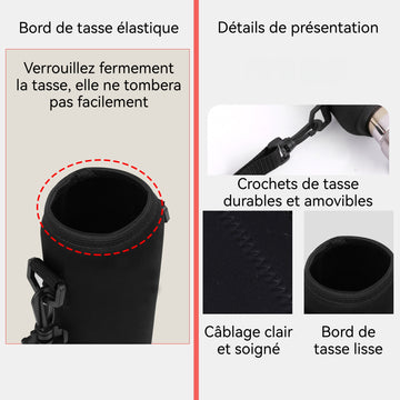 Housse verre d'eau anti-chute et isolation thermique adapté aux tasses de 1500 ml facile à transporter matériau durable noir